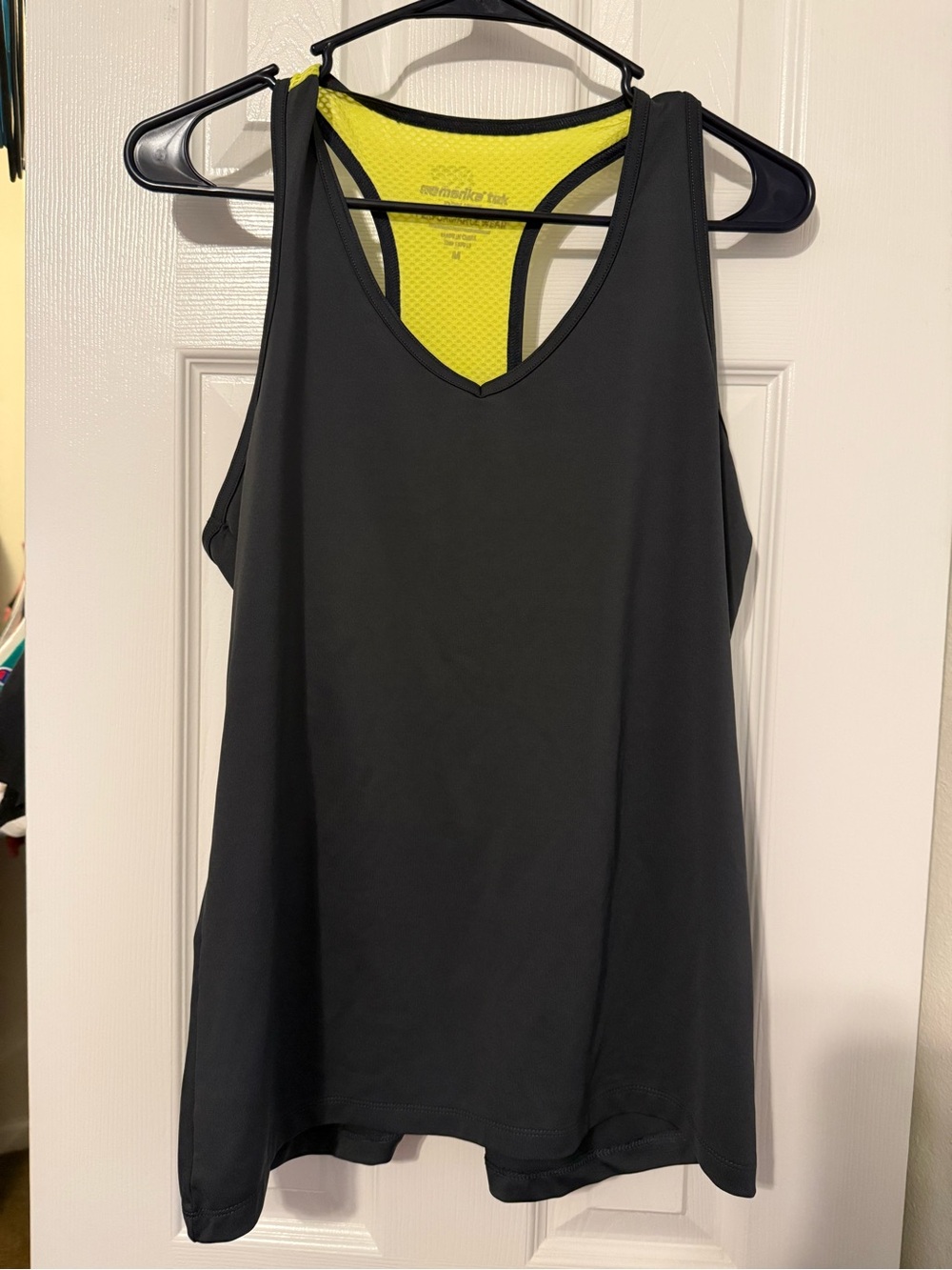Romika Black Tank Top with Neon Yellow Mesh Back